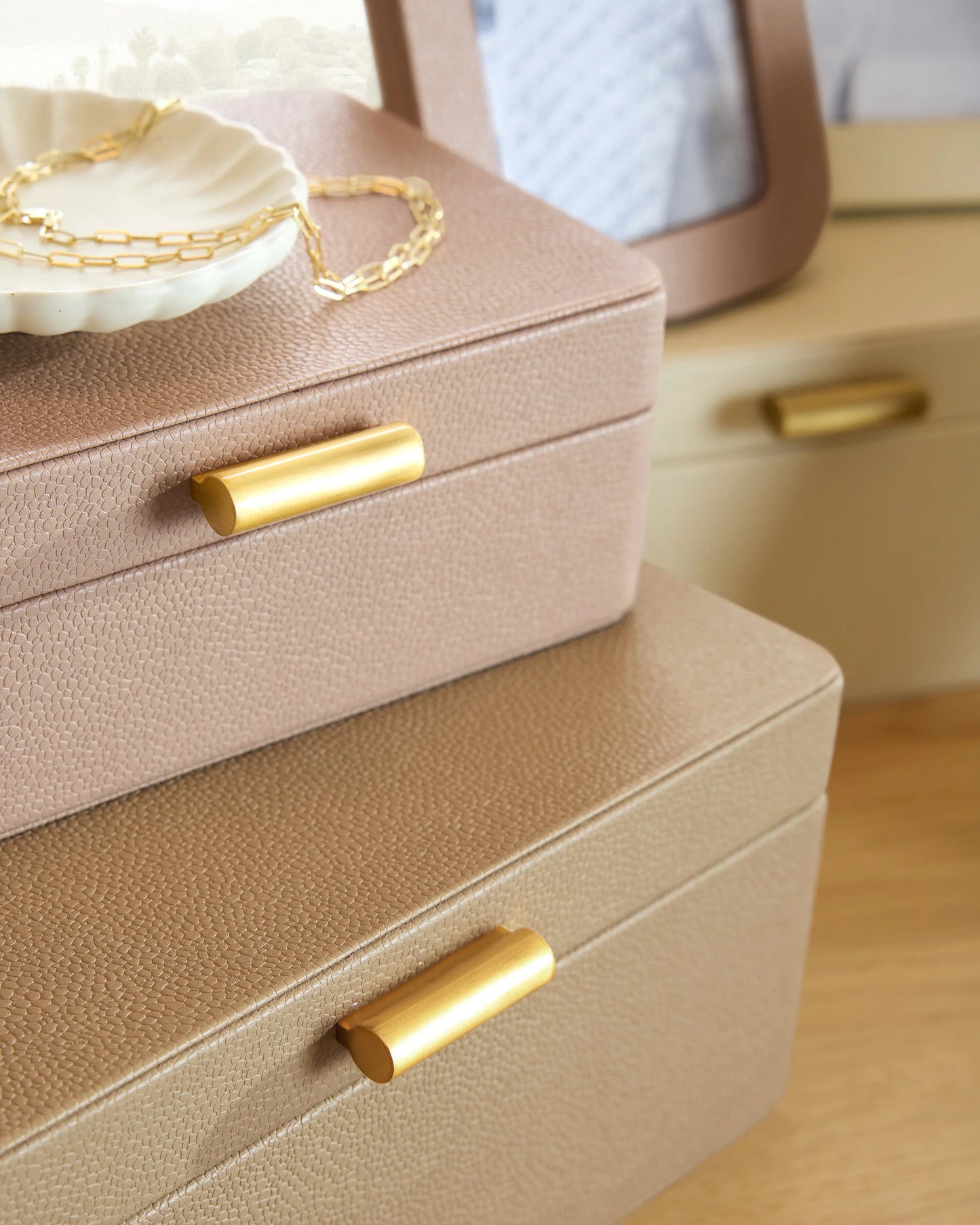Shagreen Leather Decorative Boxes (Set of 2) - Set of 2 / Blush