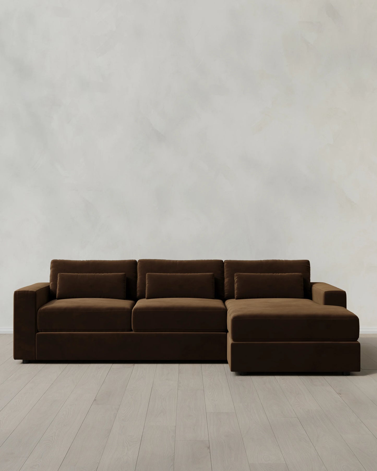 Ashford Deep Seat Chaise Sectional in Performance Velvet - 119" Right Arm / Rust
