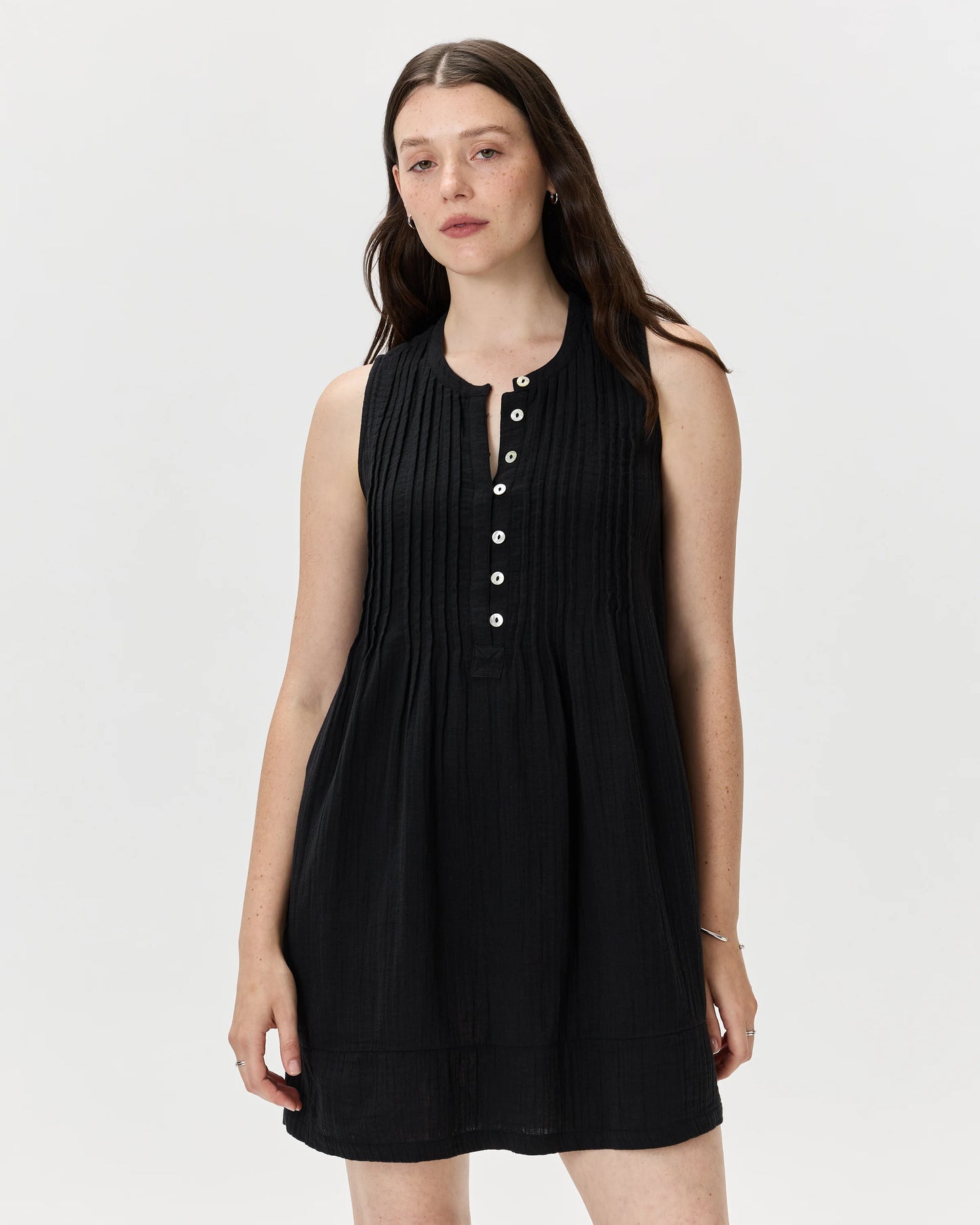 100% Organic Cotton Gauze Sleeveless Swing Dress - XS / Amaranth Pink