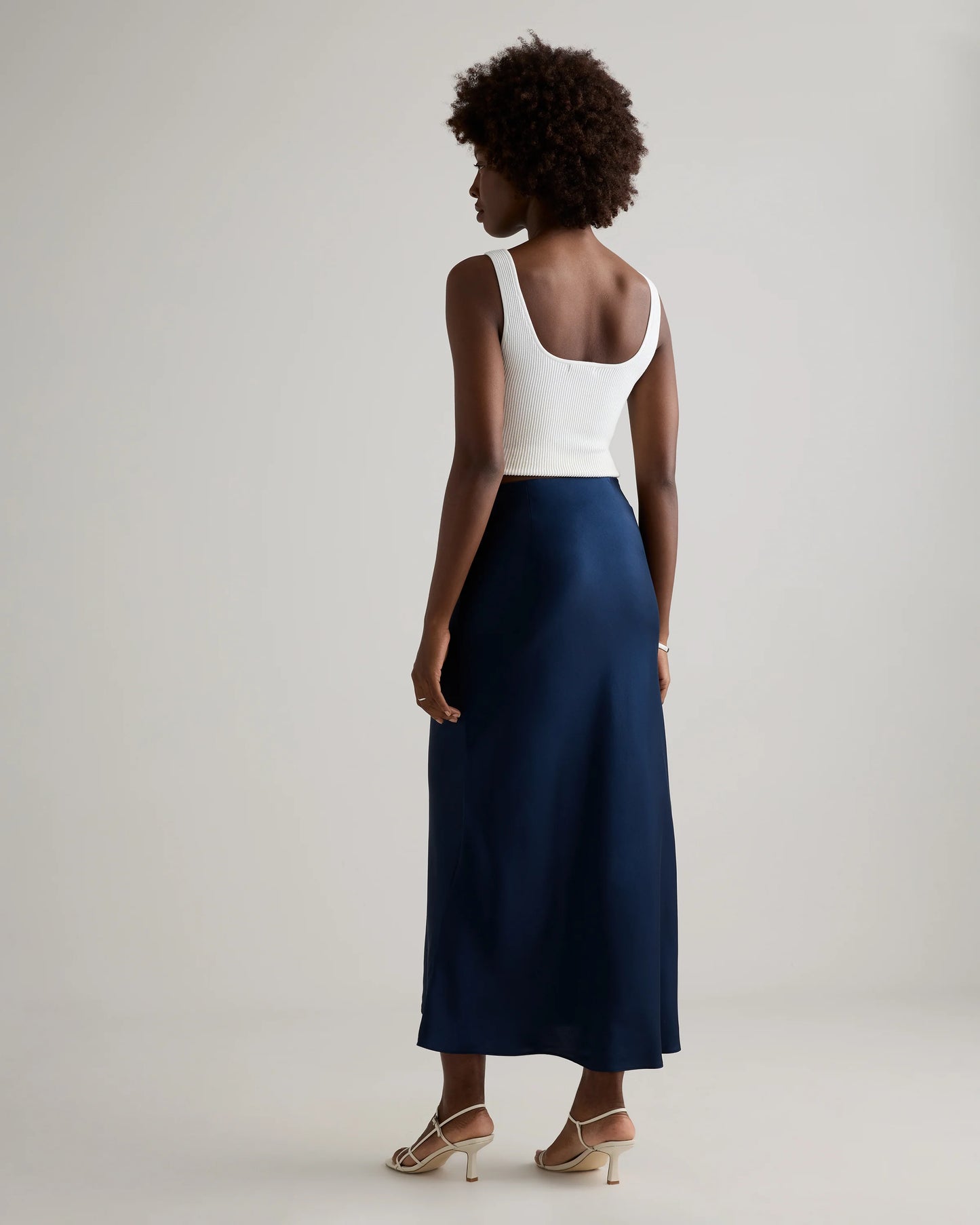 100% Washable Silk Maxi Skirt - XS / Champagne