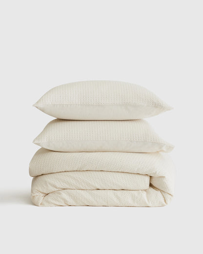 Organic Luxe Honeycomb Duvet Cover Set - Twin / Mineral