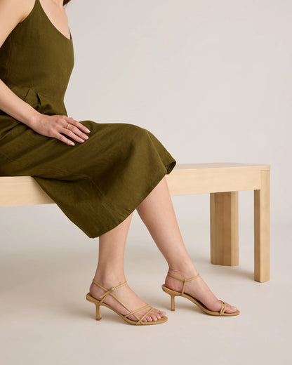 Italian Leather 70mm Strappy Heel - 5 / Metallic Gold