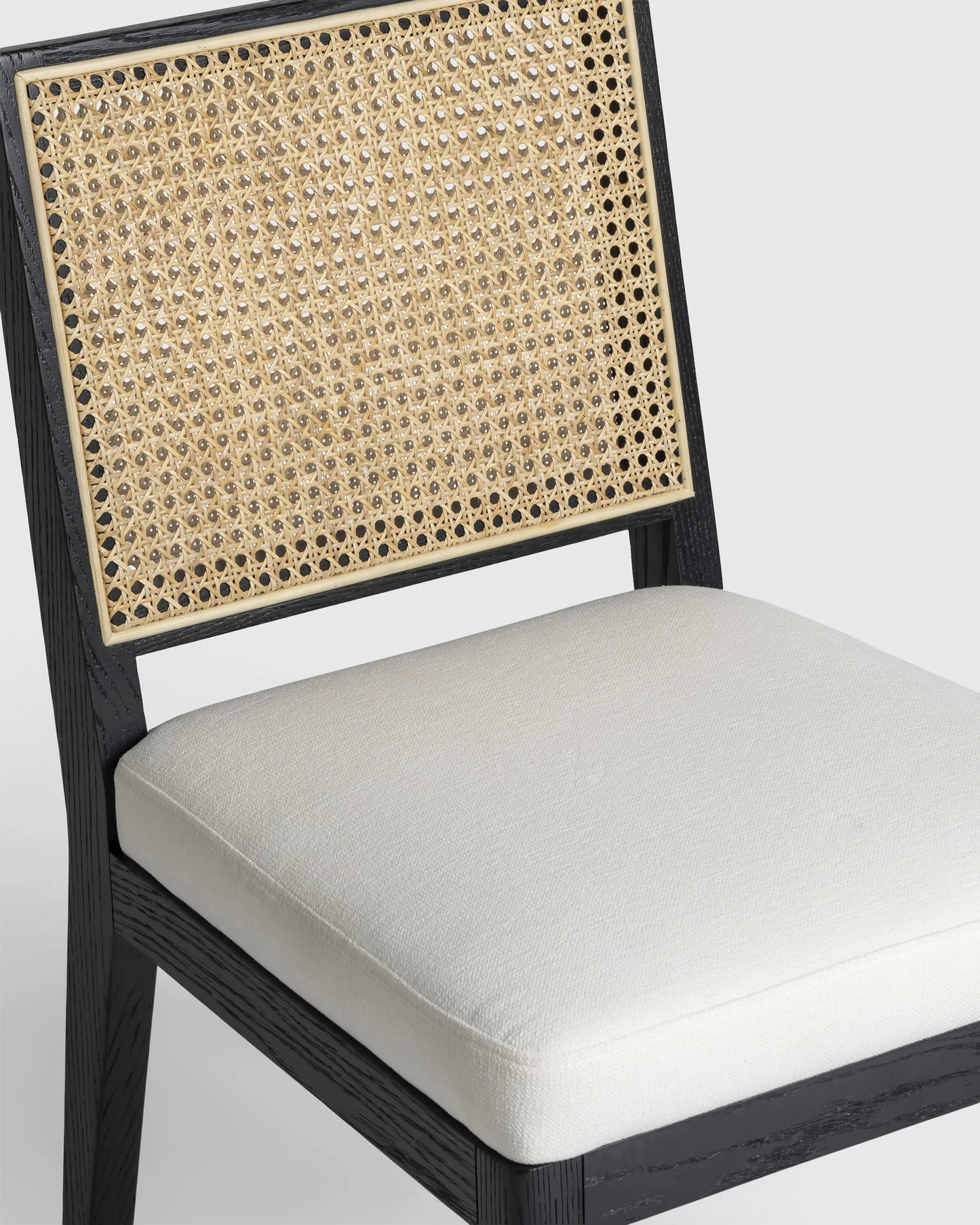 Solid Oak and Cane Dining Chair (Set of 2) - Set of 2 / Black/Natural