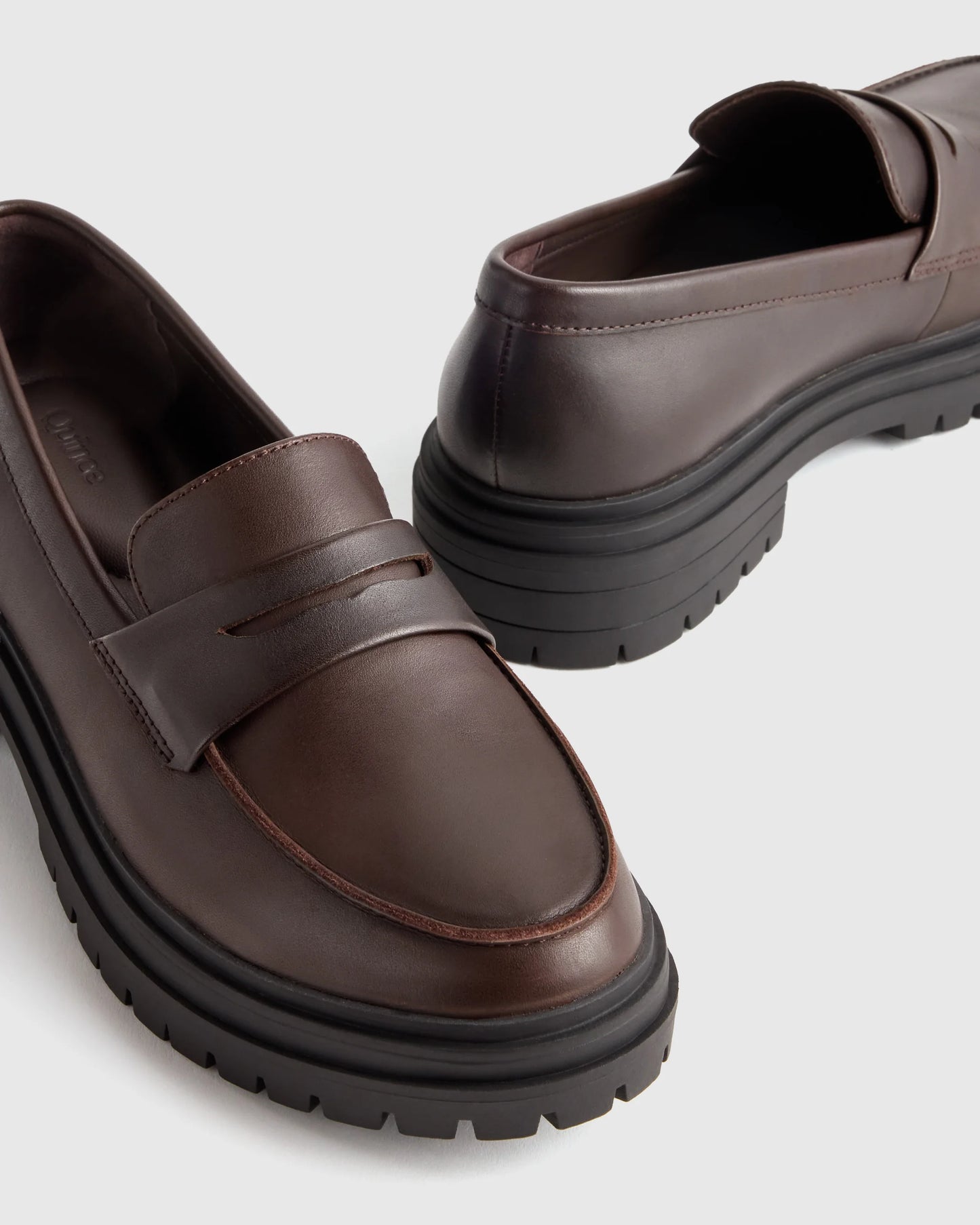 Italian Leather Lug Sole Loafer - 5 / Black