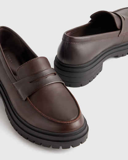 Italian Leather Lug Sole Loafer - 5 / Black