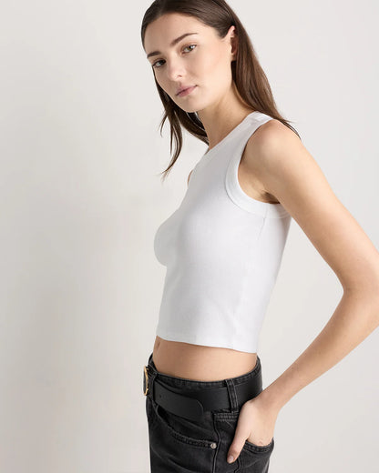 Organic Cotton Micro-Rib Cropped Cutaway Tank - XS / Heather Oatmeal