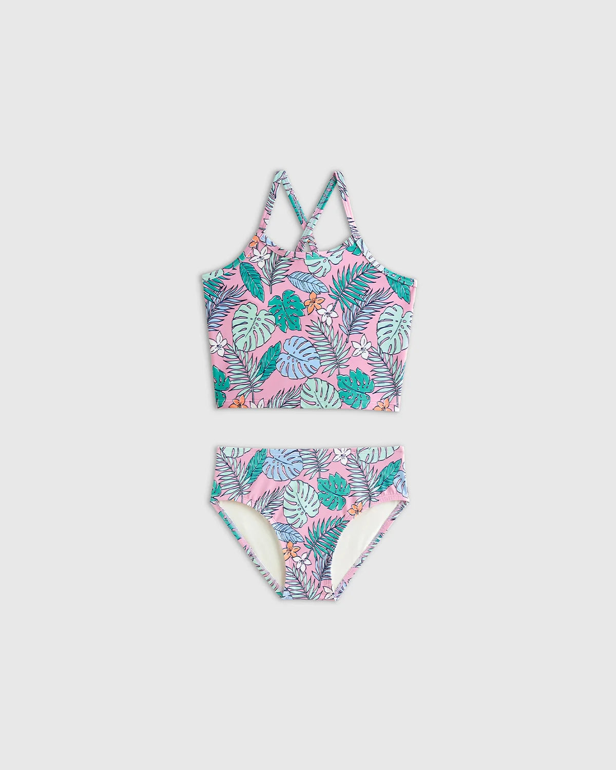 Tankini and Long Sleeve Raglan Rash Guard Set - 2T / Soft Ditsy Floral