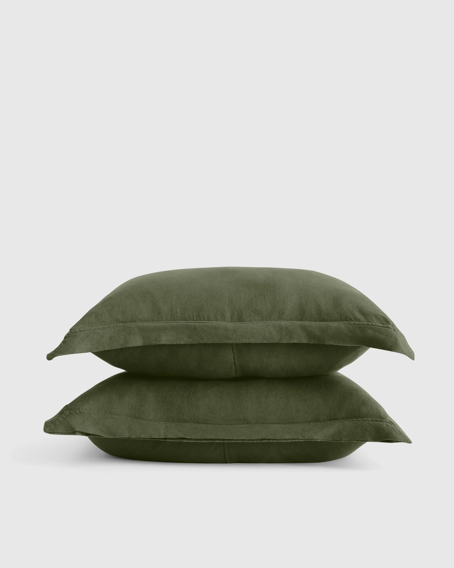 European Linen Double Flange Sham Set - Standard / White