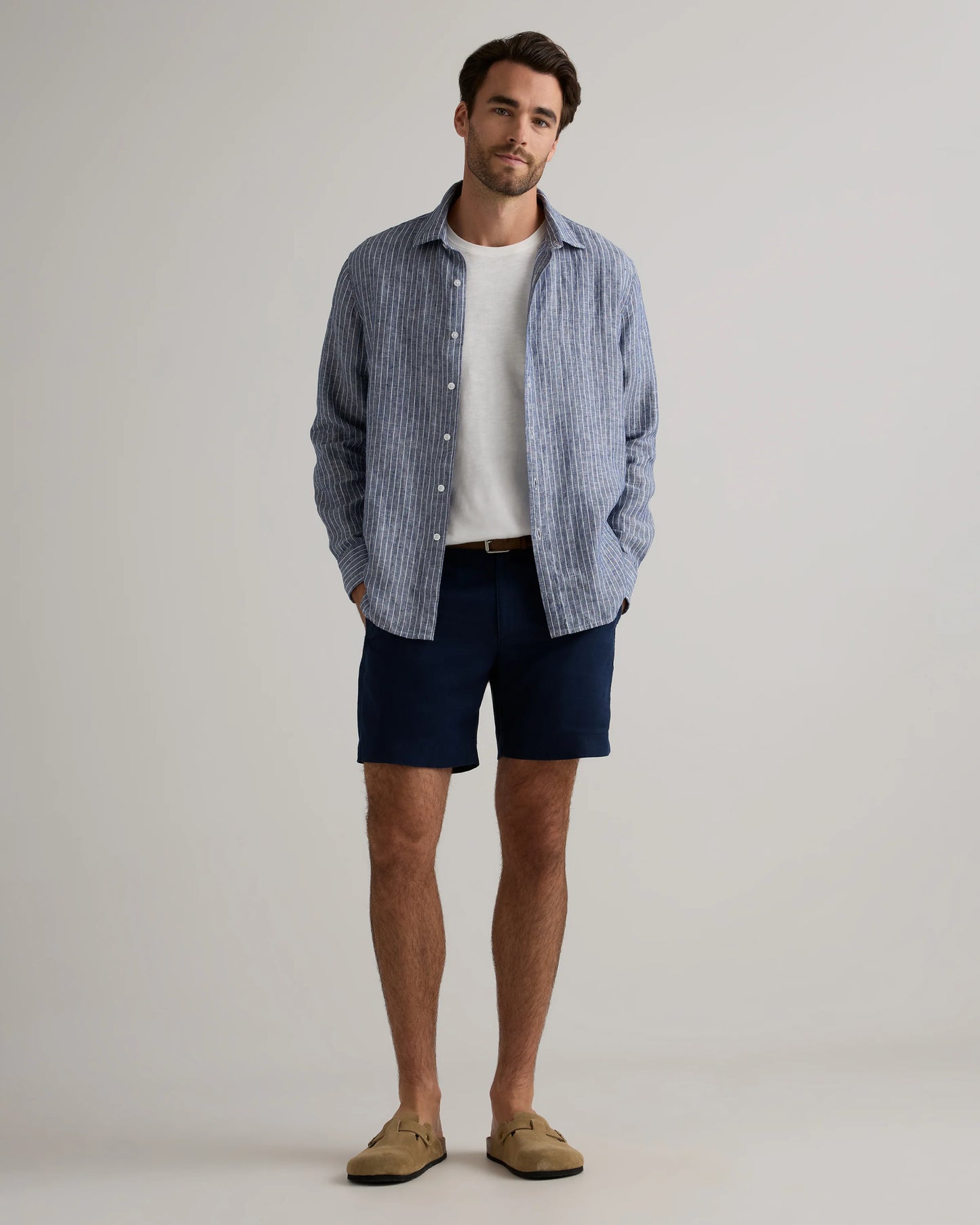 100% European Linen Relaxed Long Sleeve Shirt - XS / Flax