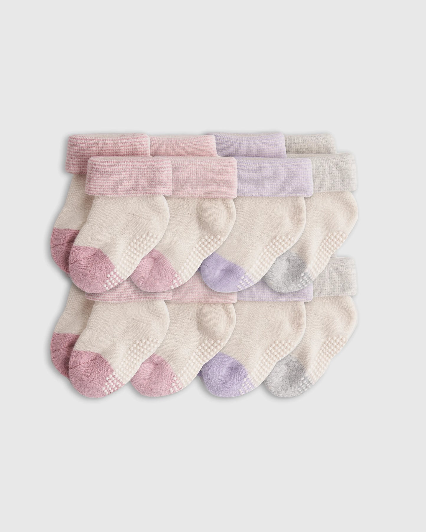 Organic Cotton Gripper Fold Over Socks 8-Pack - One Size / Blue Multi