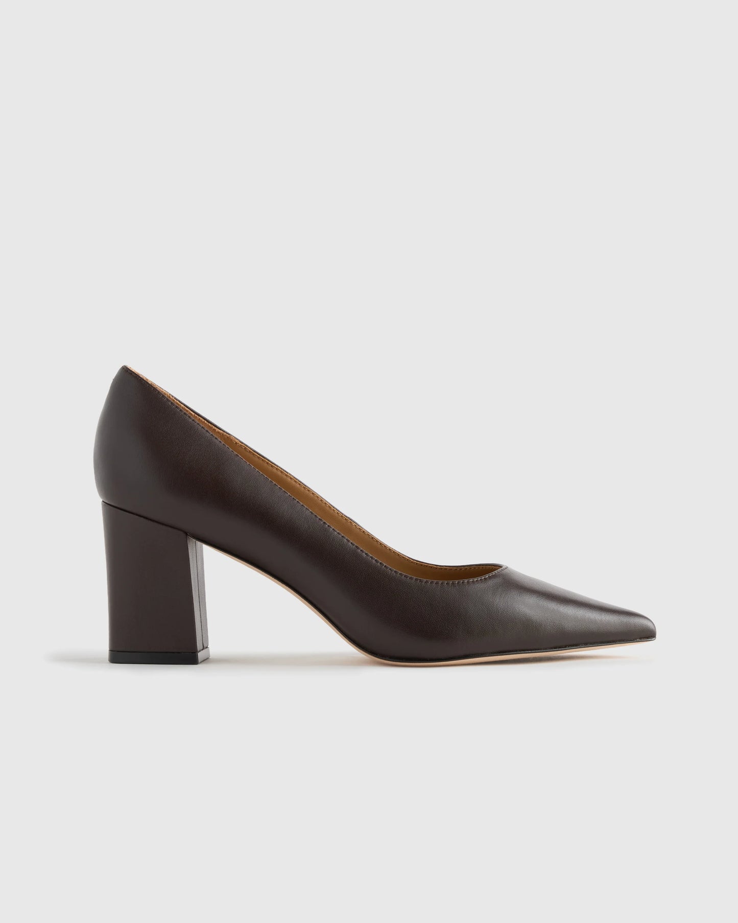 Italian Leather 65mm Block Heel Pump - 5 / Coffee Bean