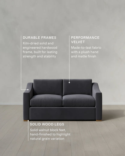 Hollis Slope Arm Sofa in Performance Velvet - 72" / Ivory