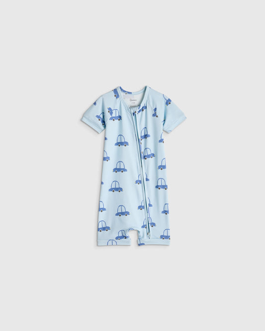 Bamboo Shortie Onesie Pajama - 0-3M / Blue Cars