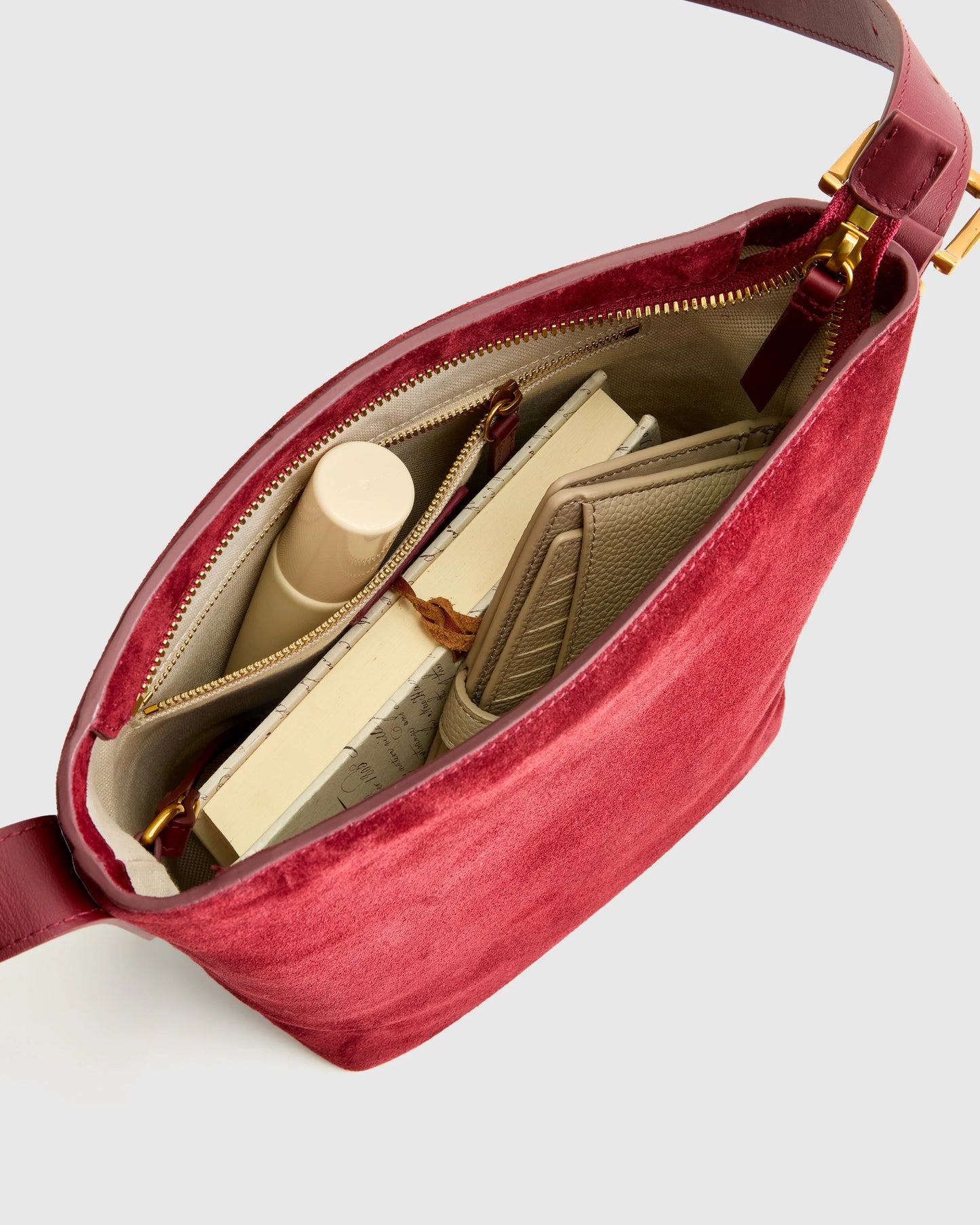 Italian Suede Bucket Crossbody - One Size / Sand