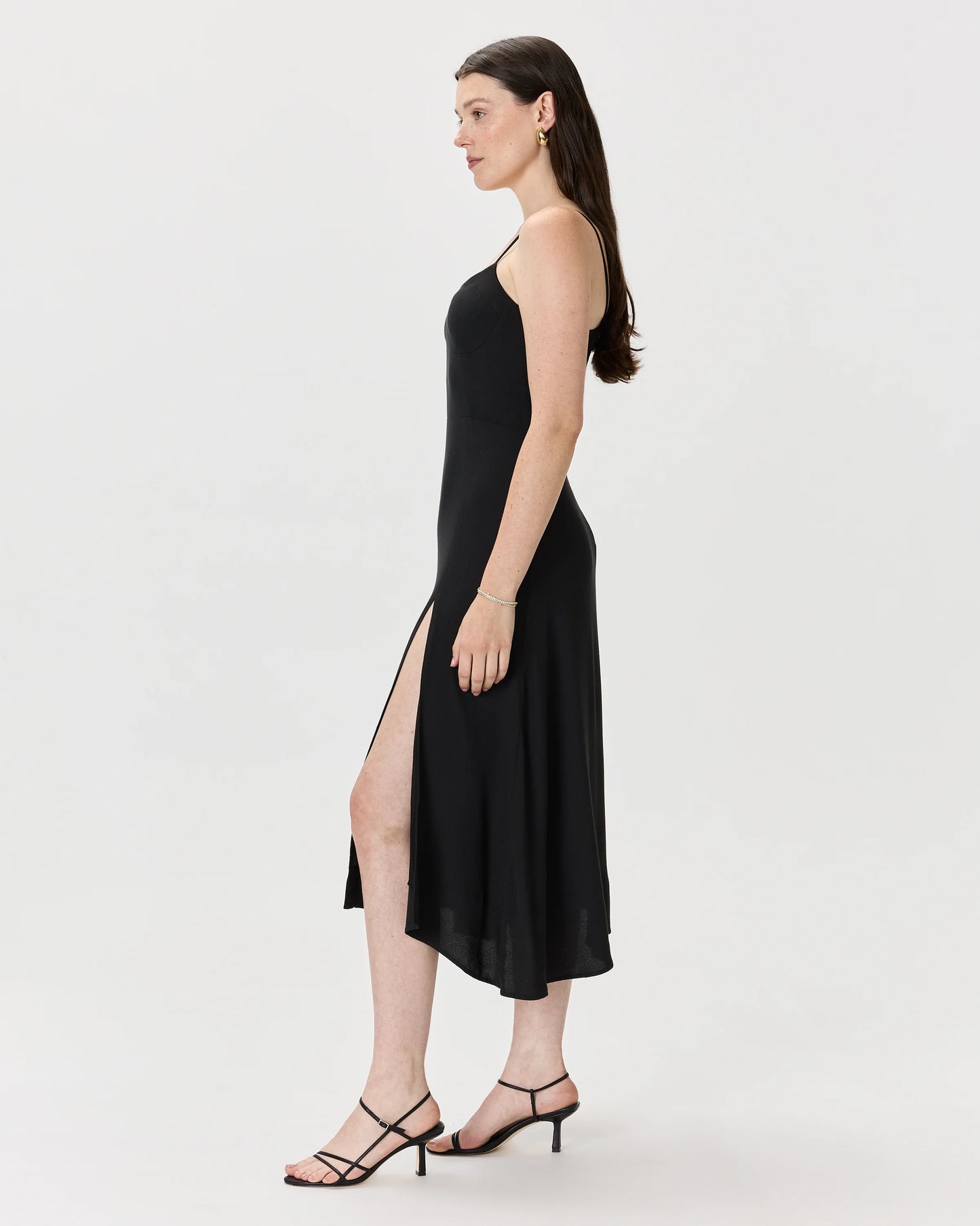Lightweight Crepe Sweetheart Midi Dress - XS / Maroon