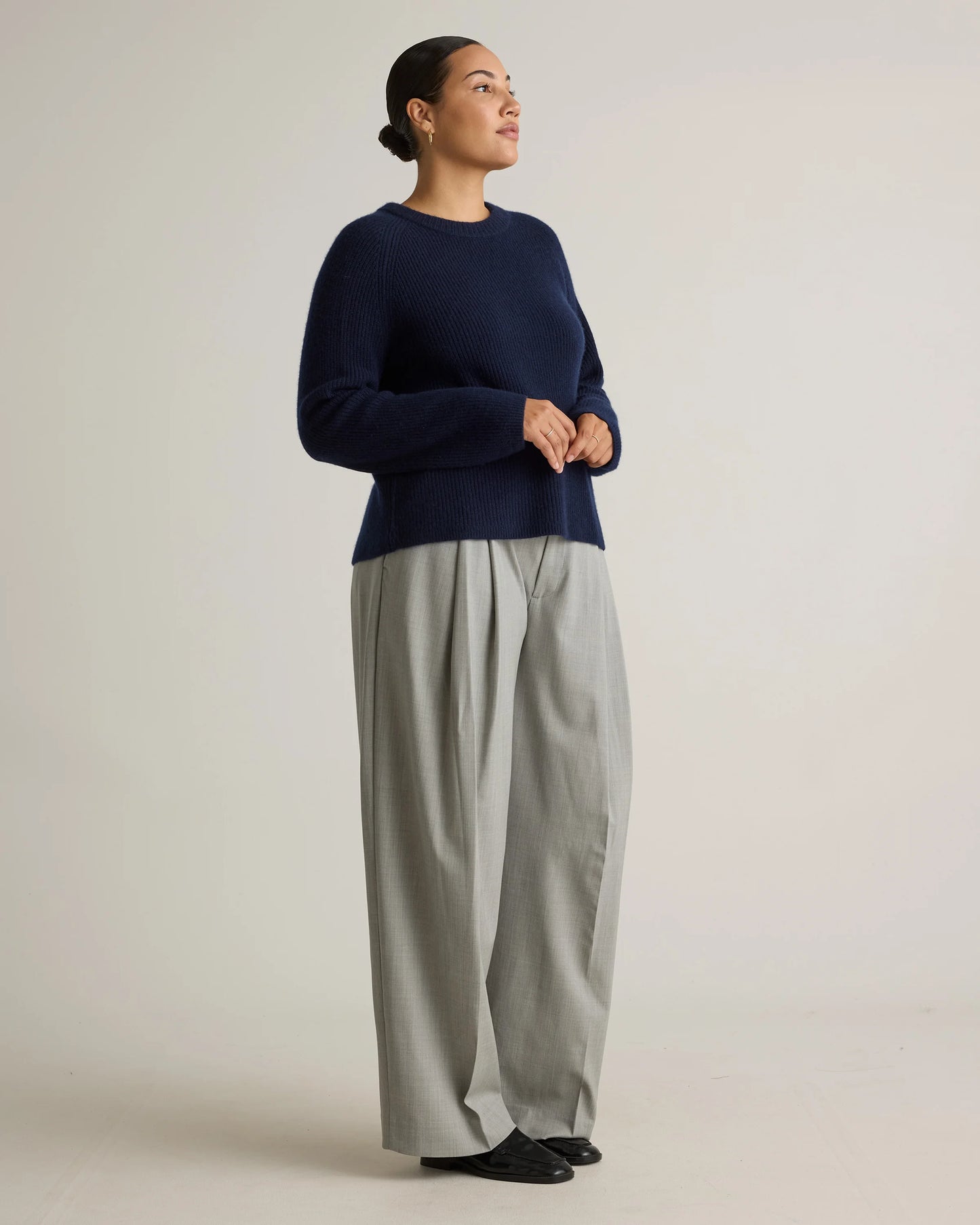Mongolian Cashmere Fisherman Crewneck Sweater - XS / Teak