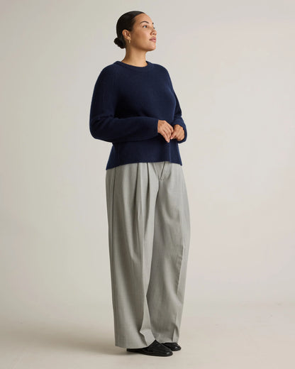 Mongolian Cashmere Fisherman Crewneck Sweater - XS / Teak