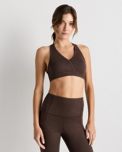 Ultra-Soft V-Neck Racerback Bra - XS / Heather Black