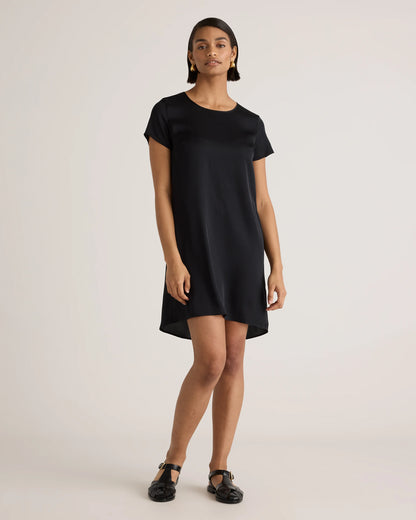 Washable Stretch Silk Tee Dress - XS / Black