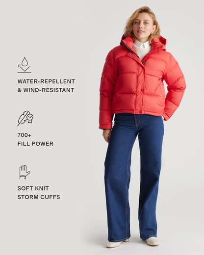 Responsible Down Cropped Puffer Jacket - XS / Shiny Black
