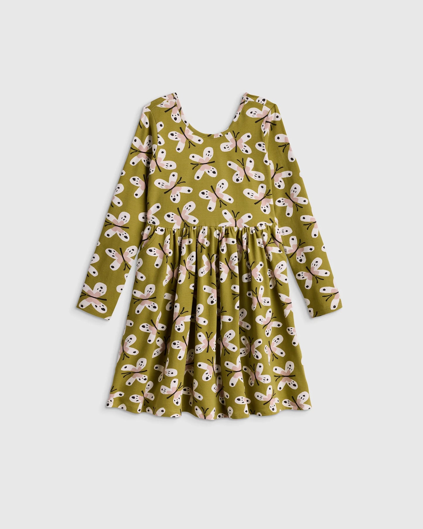 Organic Cotton Long Sleeve Skater Dress - 2T / Red Poppy Garden