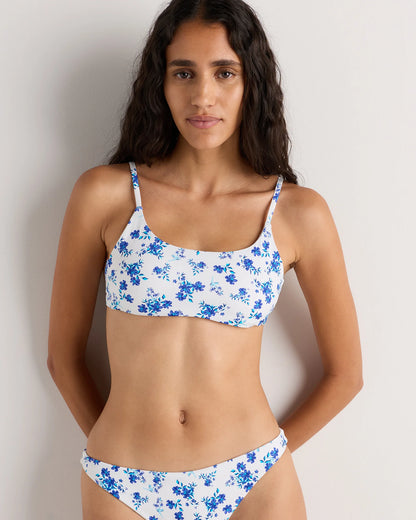 Italian Scoop Neck Bikini Top - XS / Electric Blue Floral