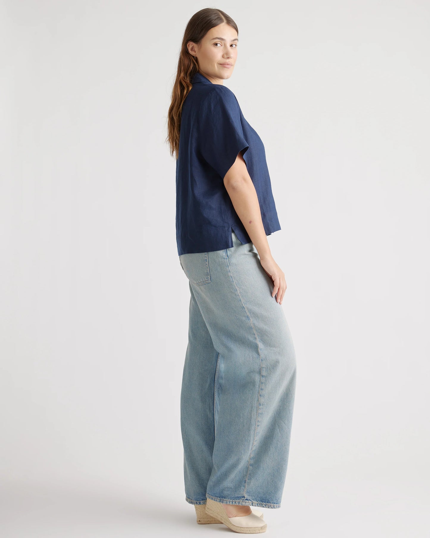 100% European Linen Short Sleeve Shirt - XS / Moonstone Blue