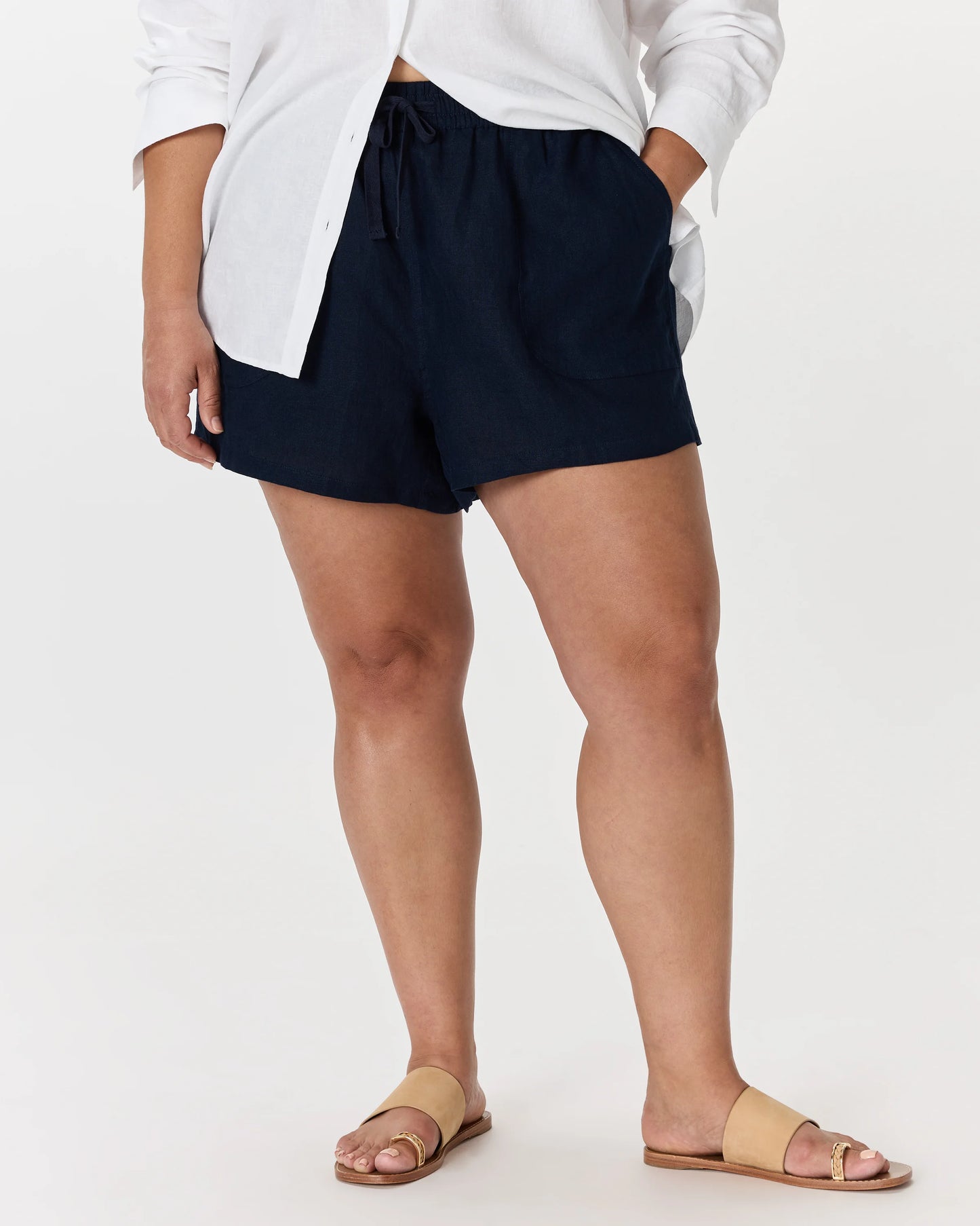 100% European Linen Shorts - 1X / Classic Mini Gingham