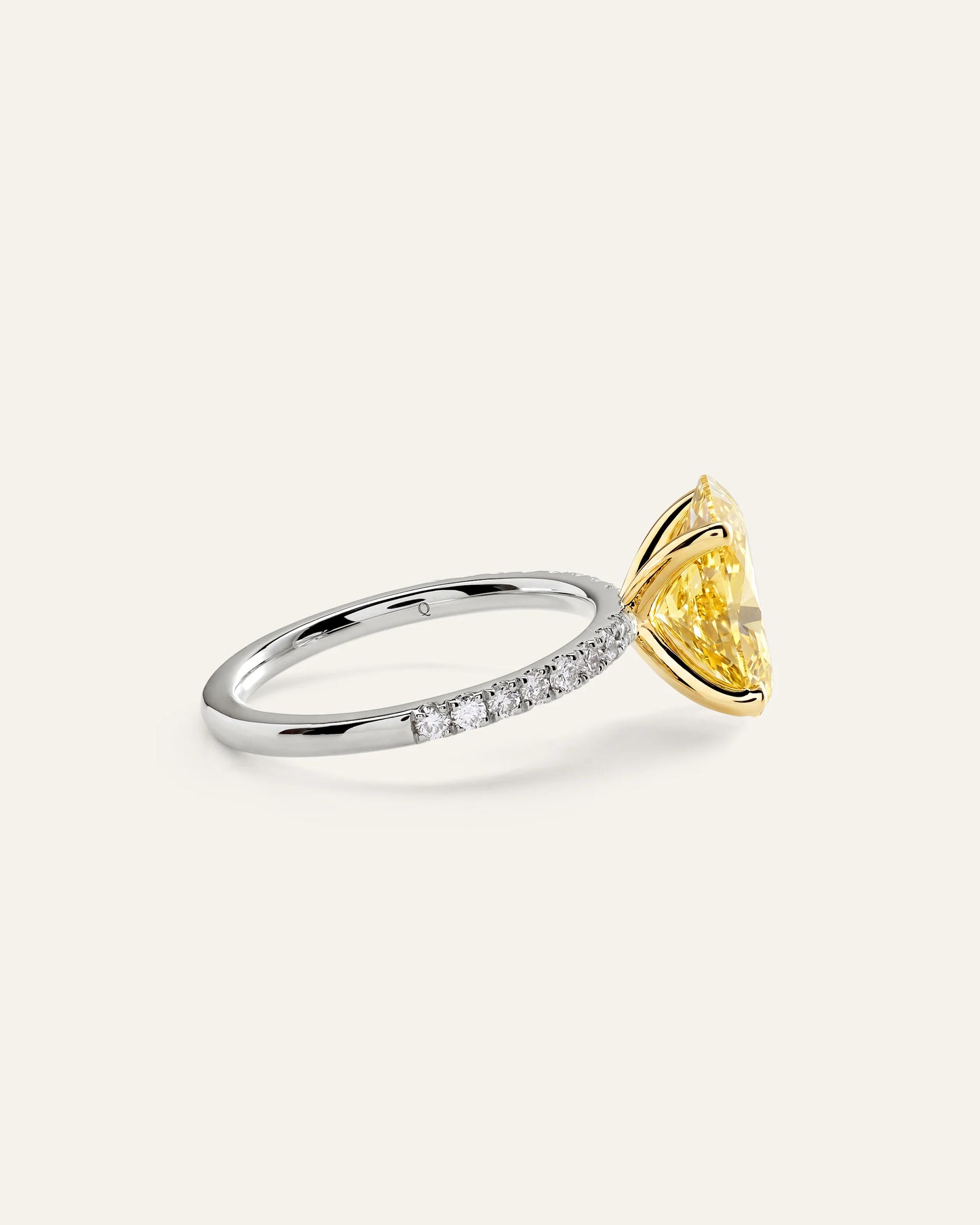 14K Gold Yellow Lab Grown Diamond Oval Pave Engagement Ring - 3ct - 4 / White Gold