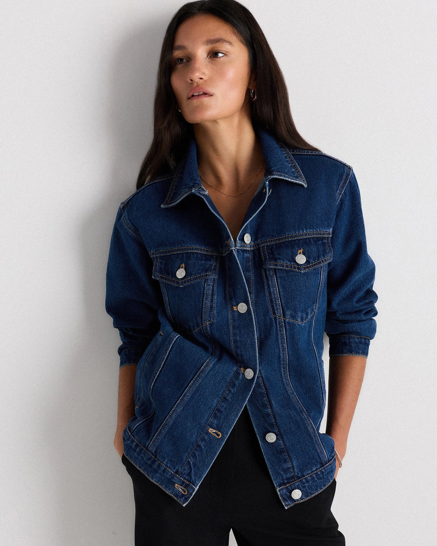 100% Organic Cotton Oversized Denim Jacket - XS / Washed Black