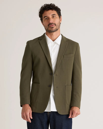 Cotton Pique Knit Blazer - XS / Heather Charcoal