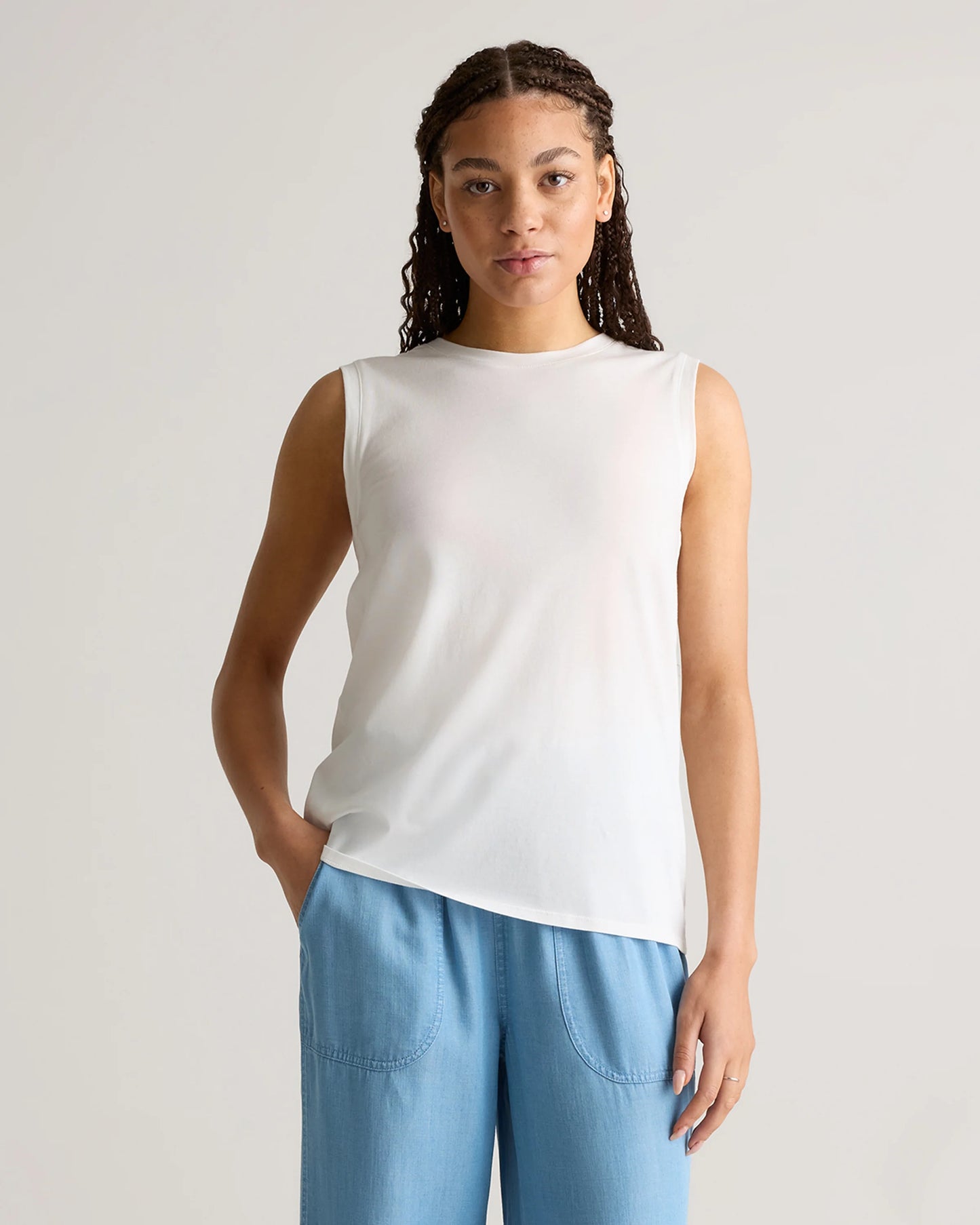 Cotton Modal Muscle Tank - XS / White