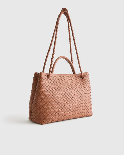 Romy Handwoven Satchel - One Size / Cognac