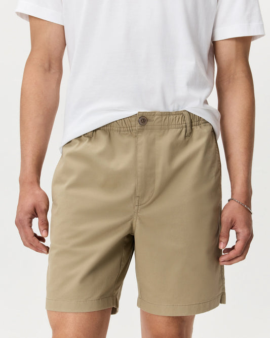 Organic Stretch Cotton Pull On Chino Shorts - 7" - XS / Sand Dune