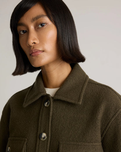 100% Merino Wool Cropped Shirt Jacket - XS / Mulled Wine