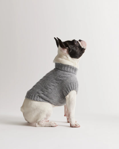 Mongolian Cashmere Cable Knit Dog Sweater - XS / True Navy