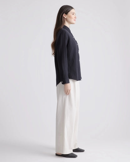 100% Organic Cotton Gauze Long Sleeve Shirt - XS / Khaki Gingham