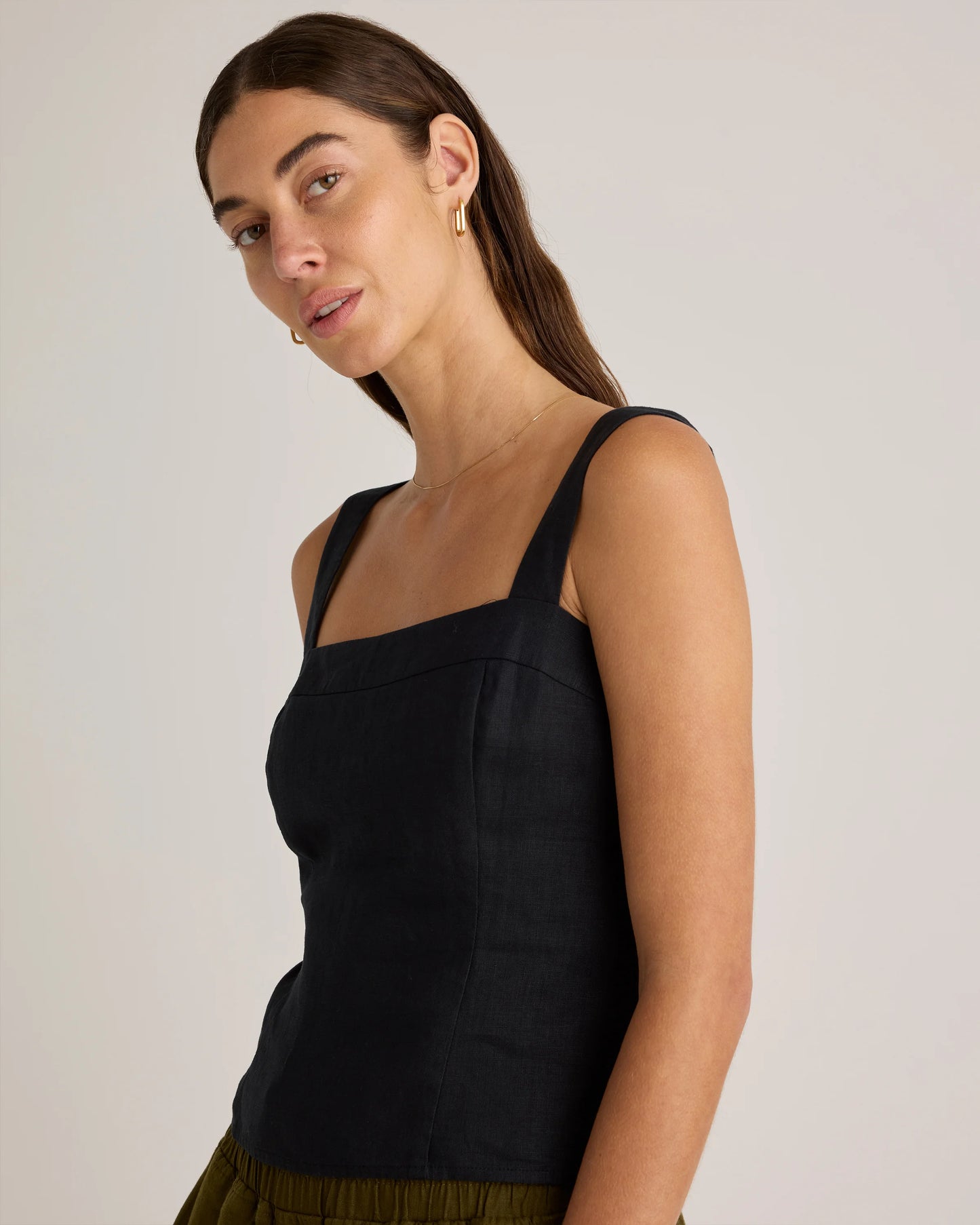 100% European Linen Fitted Tank - XS / Moonstone Blue