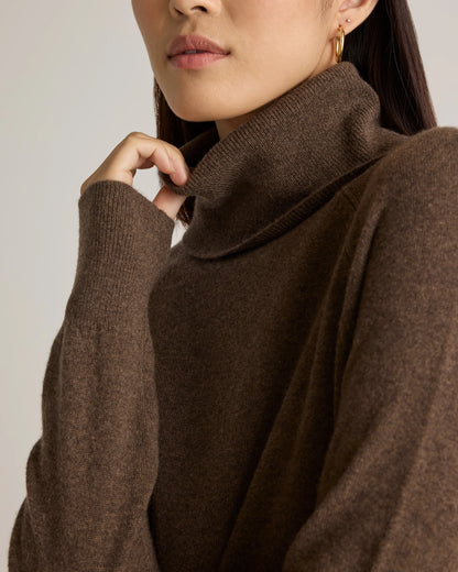 Mongolian Cashmere Turtleneck Sweater Dress - XS / Moss