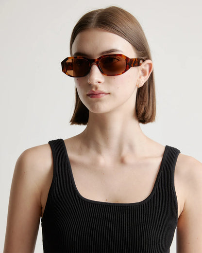 Cora Polarized Acetate Sunglasses - Wide / Black with Grey lens