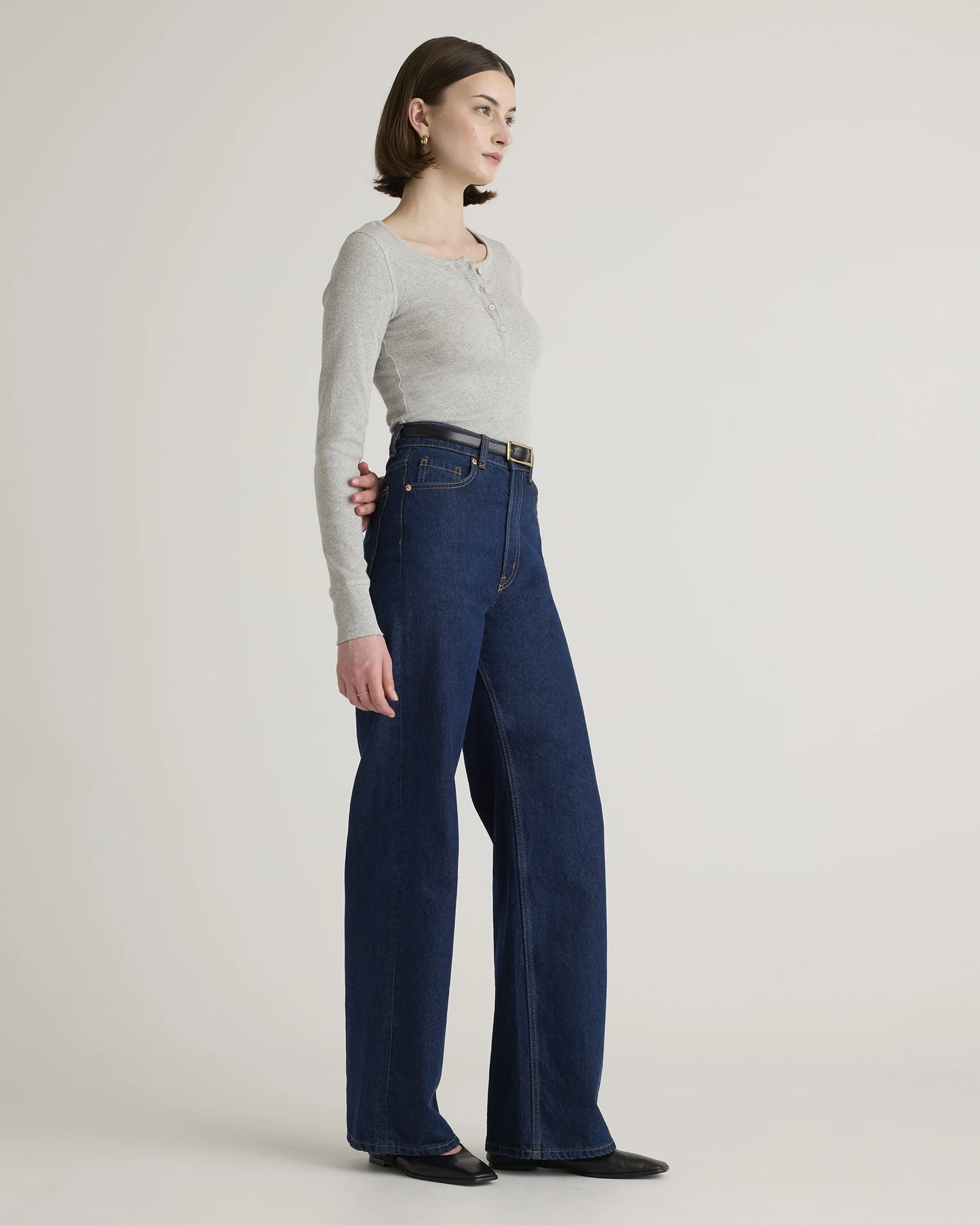 Organic Cotton Micro-Rib Henley Long Sleeve Tee - XS / Heather Oatmeal