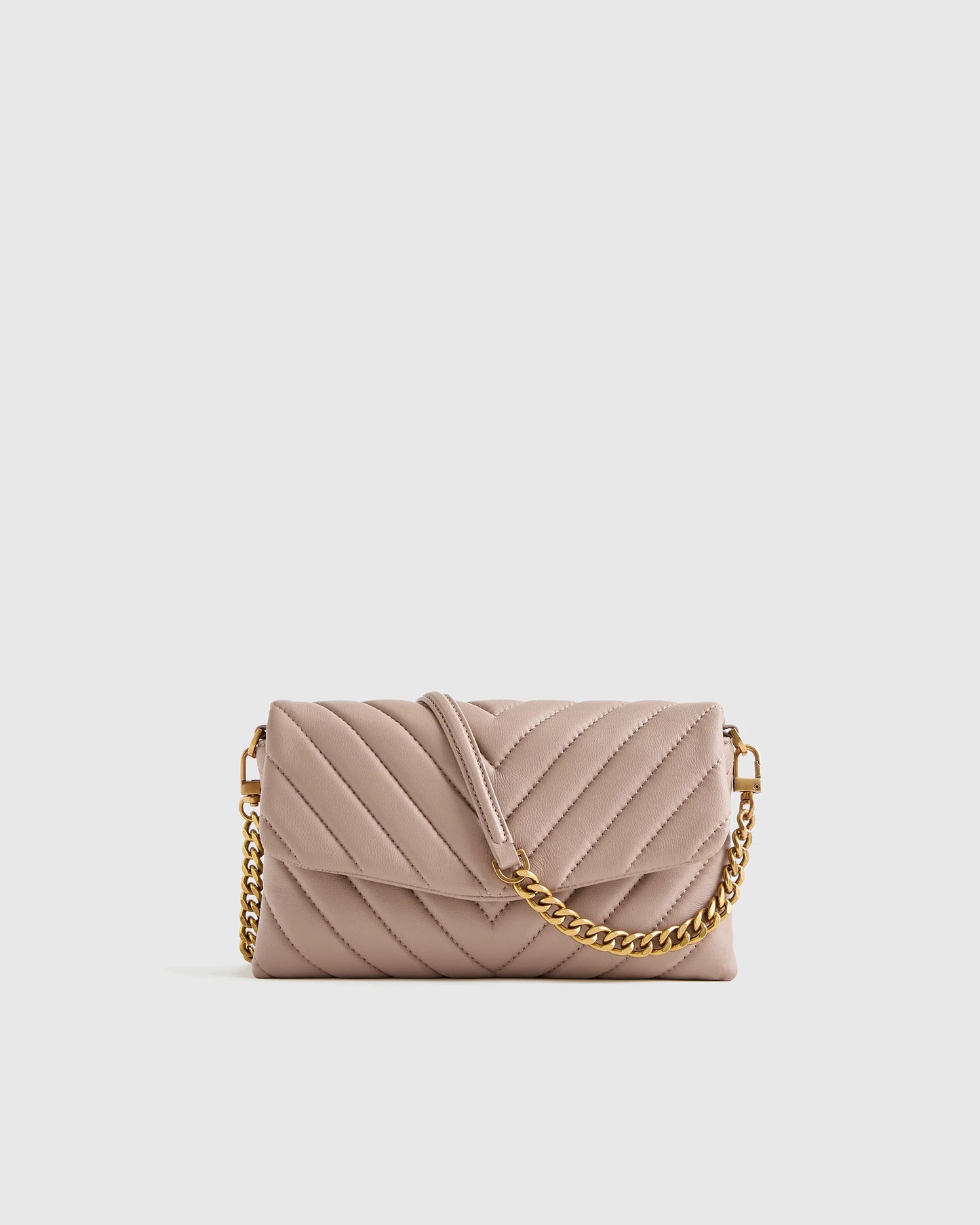 Italian Leather Quilted Wallet Crossbody - One Size / Black/Gold