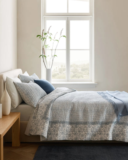 Organic Cotton Block Print Quilt - Twin / Green