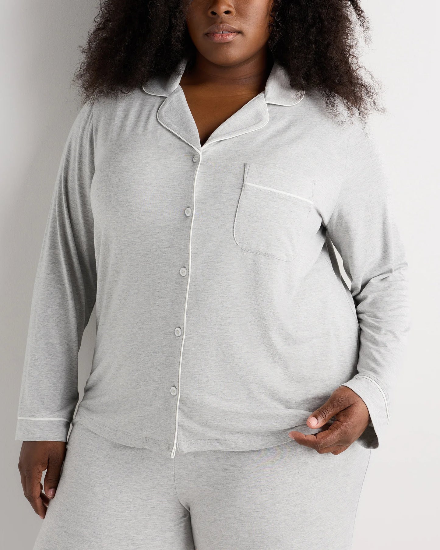 Bamboo Jersey Long Sleeve Pajama Set - 1X / Black