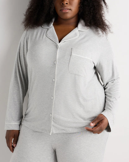 Bamboo Jersey Long Sleeve Pajama Set - 1X / Black