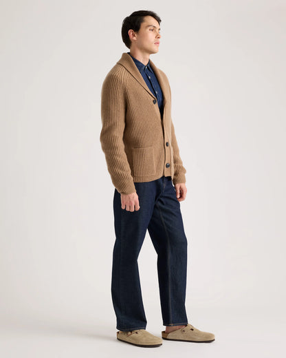 Mongolian Cashmere Shawl Collar Cardigan - S / Black