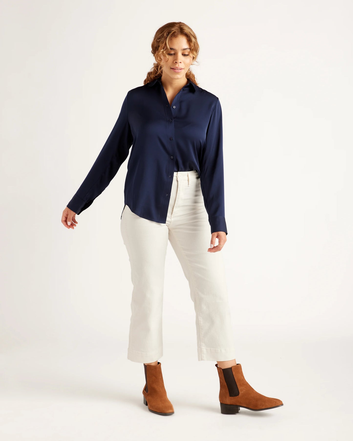 Washable Stretch Silk Blouse - XS / Moonstone Blue