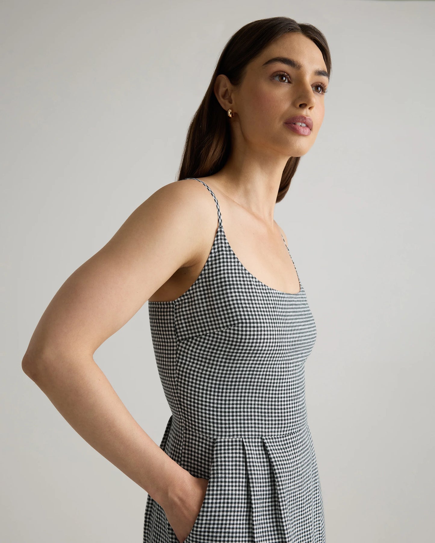 100% European Linen Scoop Neck Midi Dress - XS / Ivory Porcelain Blue Petite Floral
