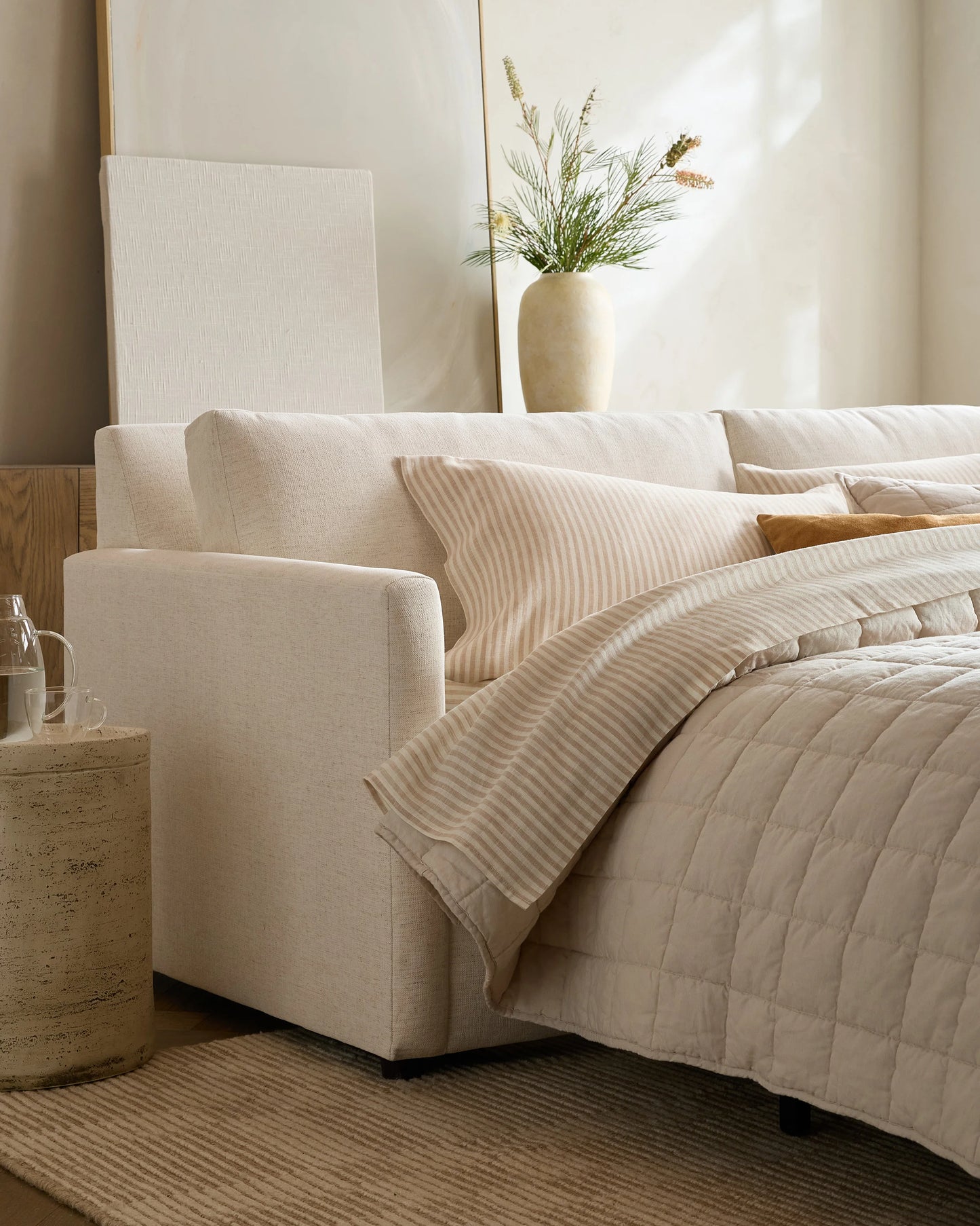 Brennan Sleeper Sofa in Performance Basketweave - Queen / Flax