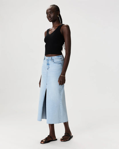 Stretch Denim 5-Pocket Midi Skirt - 24 / Obsidian Blue
